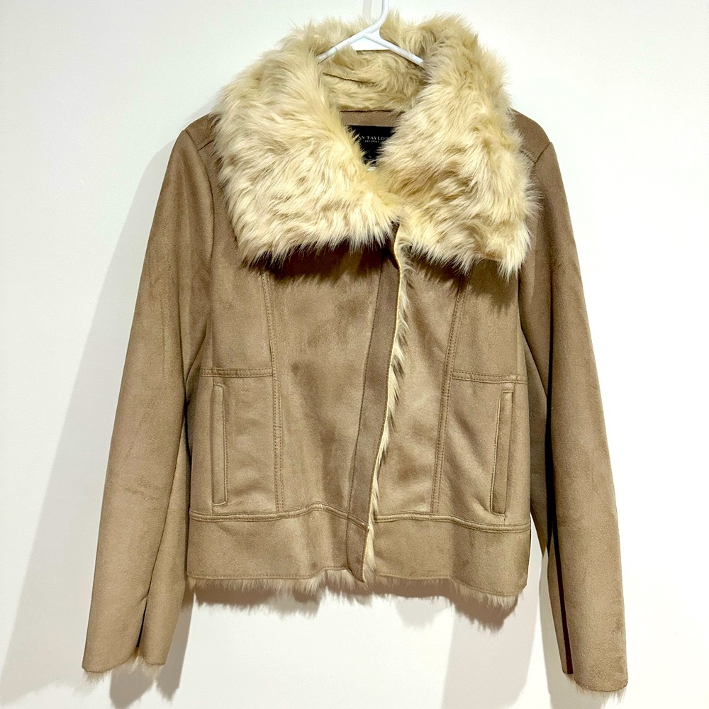Faux Suede Fur Lined Jacket Anne Taylor Size Small